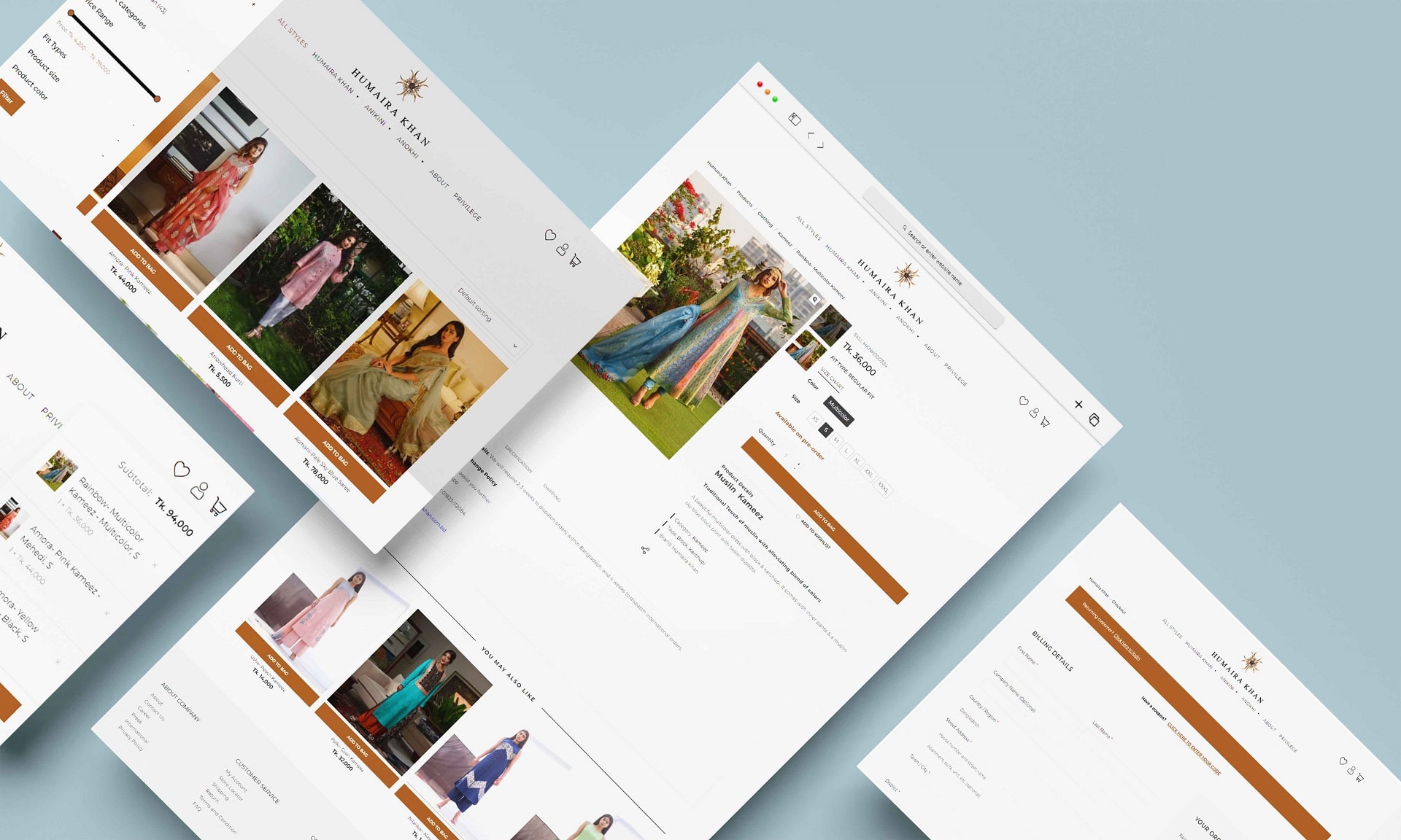 Humairakhan website design different screen