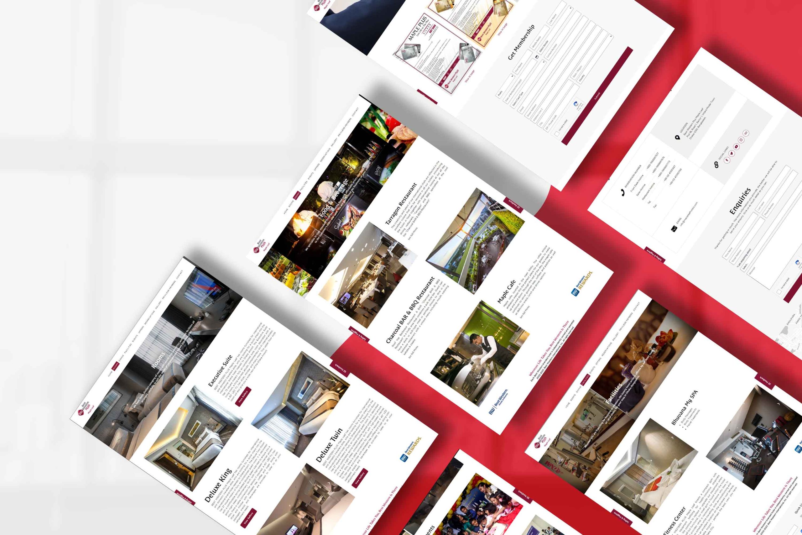 different website screen of maple leaf hotel