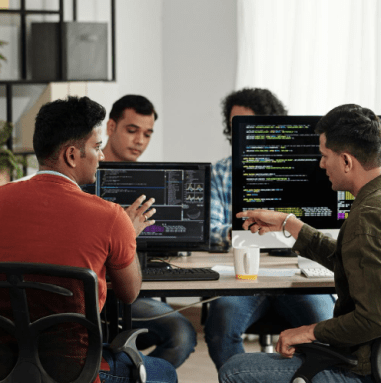 developers discussing-programming code