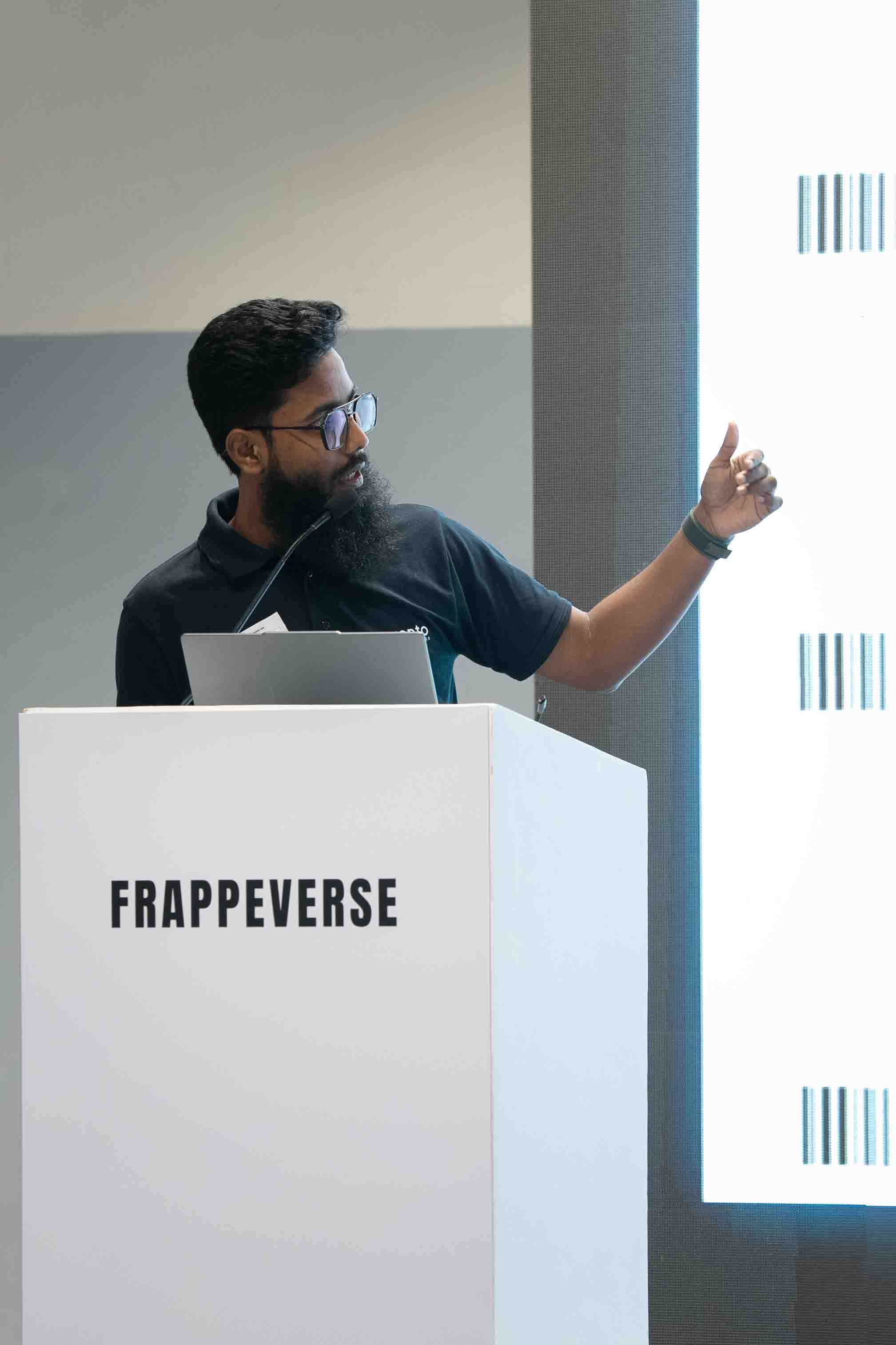 Barcode canvas presentation at Frappeverse Mumbai 2026