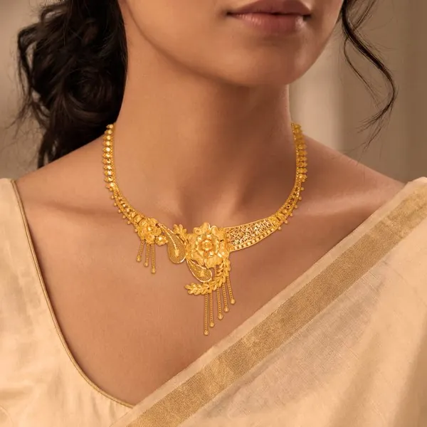 Majesty Bridal Choker in 22K gold from Kalam Jewelers