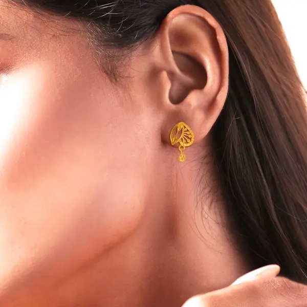 Dew Leaf Gold Drops earrings in 22K gold