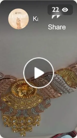 Kalam Jewelers Facebook reel of a gold and rose gold necklace, 22 views