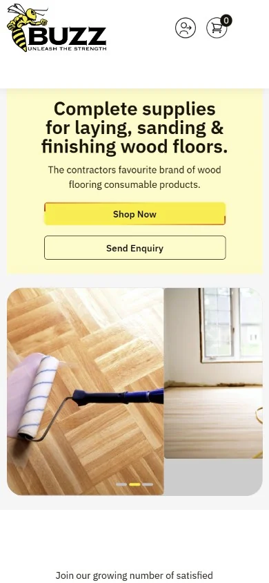 Buzz Online storefront viewed at phone width